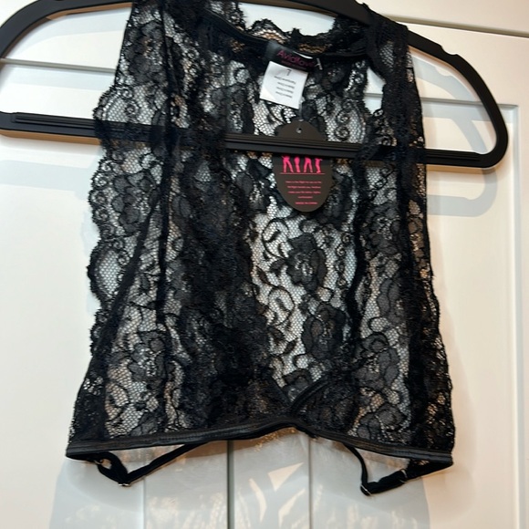 Bralette and Thong Panty Lace 2 Pc. Lingerie Set Size L Black - Picture 8 of 13